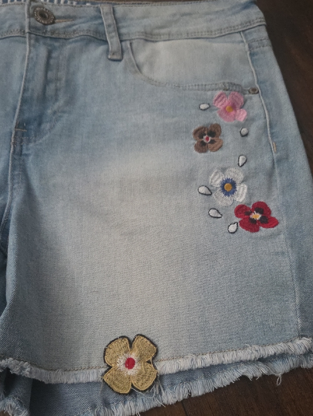 Hydraulic Light Blue Embroidered Denim Shorts Size 12 - Picture 3 of 6